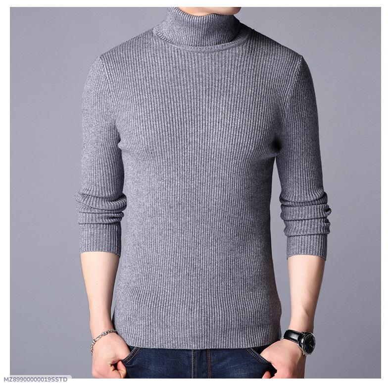 1 PCS MEN'S RIBBED PLAIN HIGHNECK