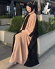 ELEGENT GEORETTE FULL ABAYA FOR WOMEN - 2 PCS - PLAIN BLACK WITH ROUND NECK