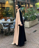 ELEGENT GEORETTE FULL ABAYA FOR WOMEN - 2 PCS - PLAIN BLACK WITH ROUND NECK