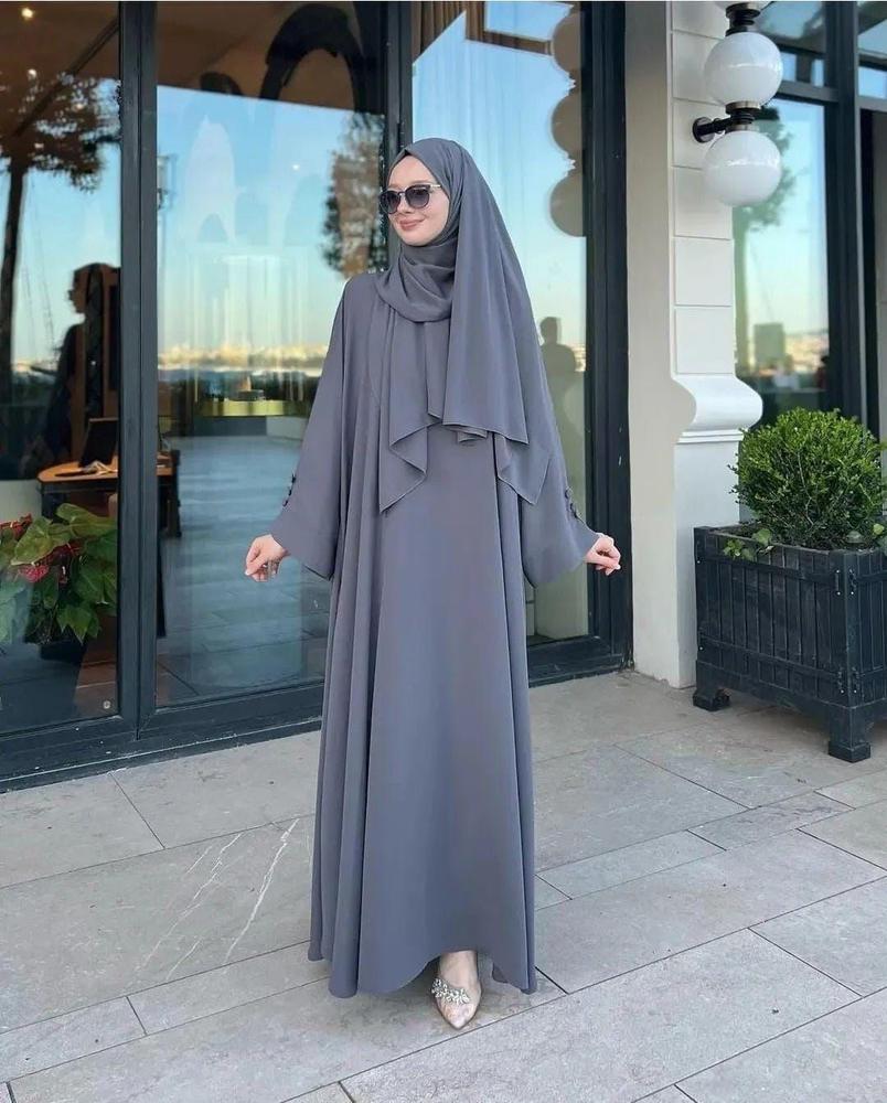 GEORGETTE PLAIN MAXI ABAYA WITH STOLER